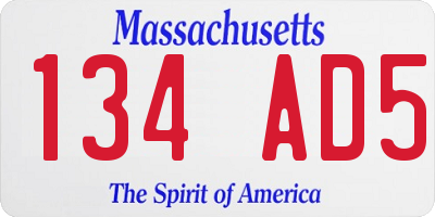 MA license plate 134AD5