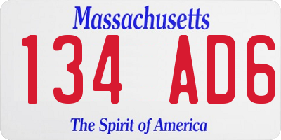 MA license plate 134AD6