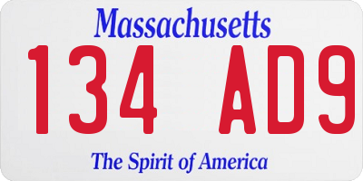 MA license plate 134AD9