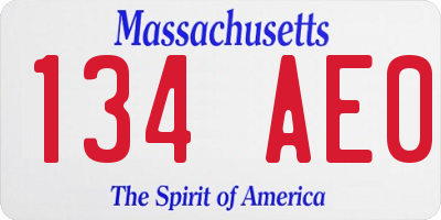 MA license plate 134AE0