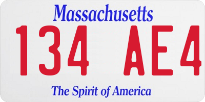 MA license plate 134AE4