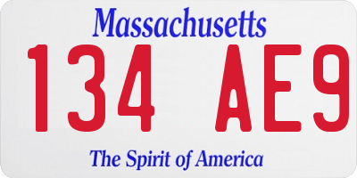 MA license plate 134AE9