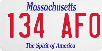 MA license plate 134AF0