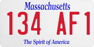 MA license plate 134AF1