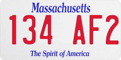 MA license plate 134AF2