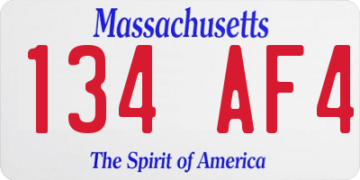 MA license plate 134AF4