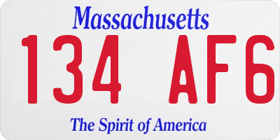 MA license plate 134AF6
