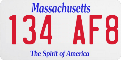MA license plate 134AF8