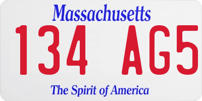 MA license plate 134AG5