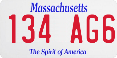 MA license plate 134AG6