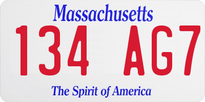 MA license plate 134AG7