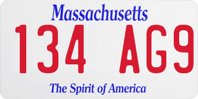 MA license plate 134AG9