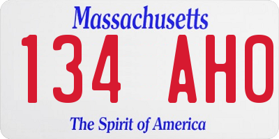 MA license plate 134AH0