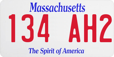 MA license plate 134AH2