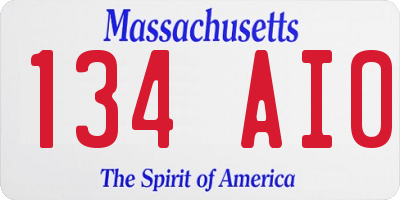 MA license plate 134AI0