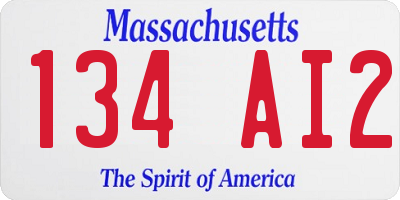 MA license plate 134AI2