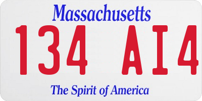 MA license plate 134AI4