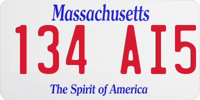 MA license plate 134AI5
