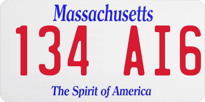 MA license plate 134AI6