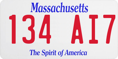 MA license plate 134AI7
