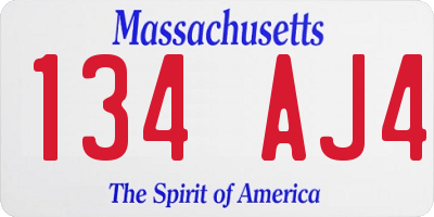 MA license plate 134AJ4