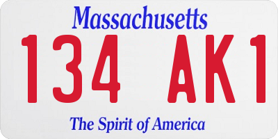 MA license plate 134AK1
