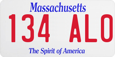 MA license plate 134AL0
