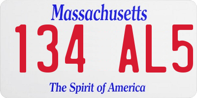 MA license plate 134AL5