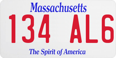 MA license plate 134AL6