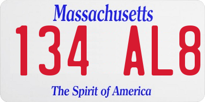 MA license plate 134AL8