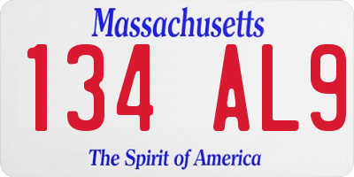 MA license plate 134AL9
