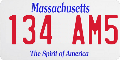 MA license plate 134AM5