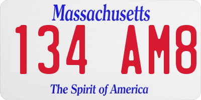 MA license plate 134AM8