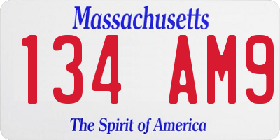 MA license plate 134AM9