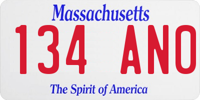 MA license plate 134AN0
