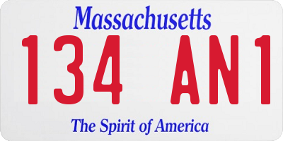MA license plate 134AN1