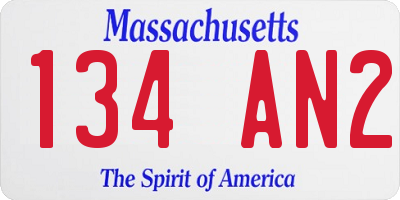 MA license plate 134AN2