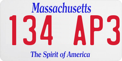 MA license plate 134AP3