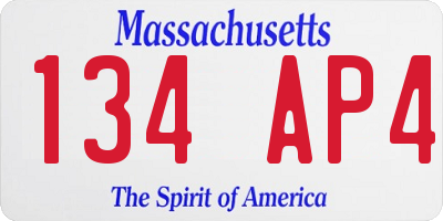 MA license plate 134AP4