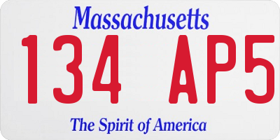 MA license plate 134AP5