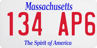 MA license plate 134AP6