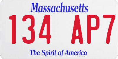 MA license plate 134AP7