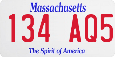 MA license plate 134AQ5