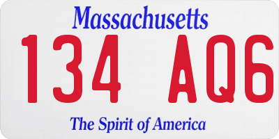MA license plate 134AQ6