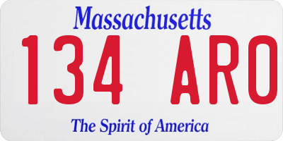 MA license plate 134AR0