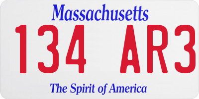 MA license plate 134AR3