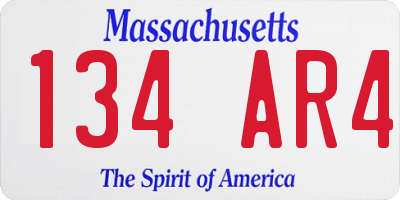 MA license plate 134AR4