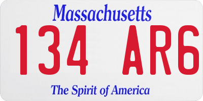 MA license plate 134AR6