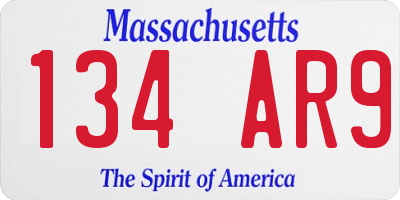 MA license plate 134AR9