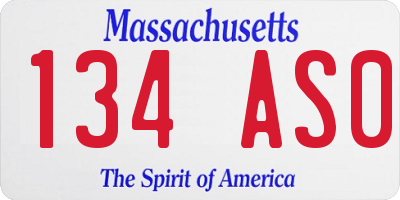 MA license plate 134AS0